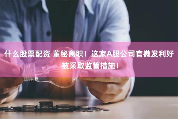 什么股票配资 董秘离职！这家A股公司官微发利好 被采取监管措施！